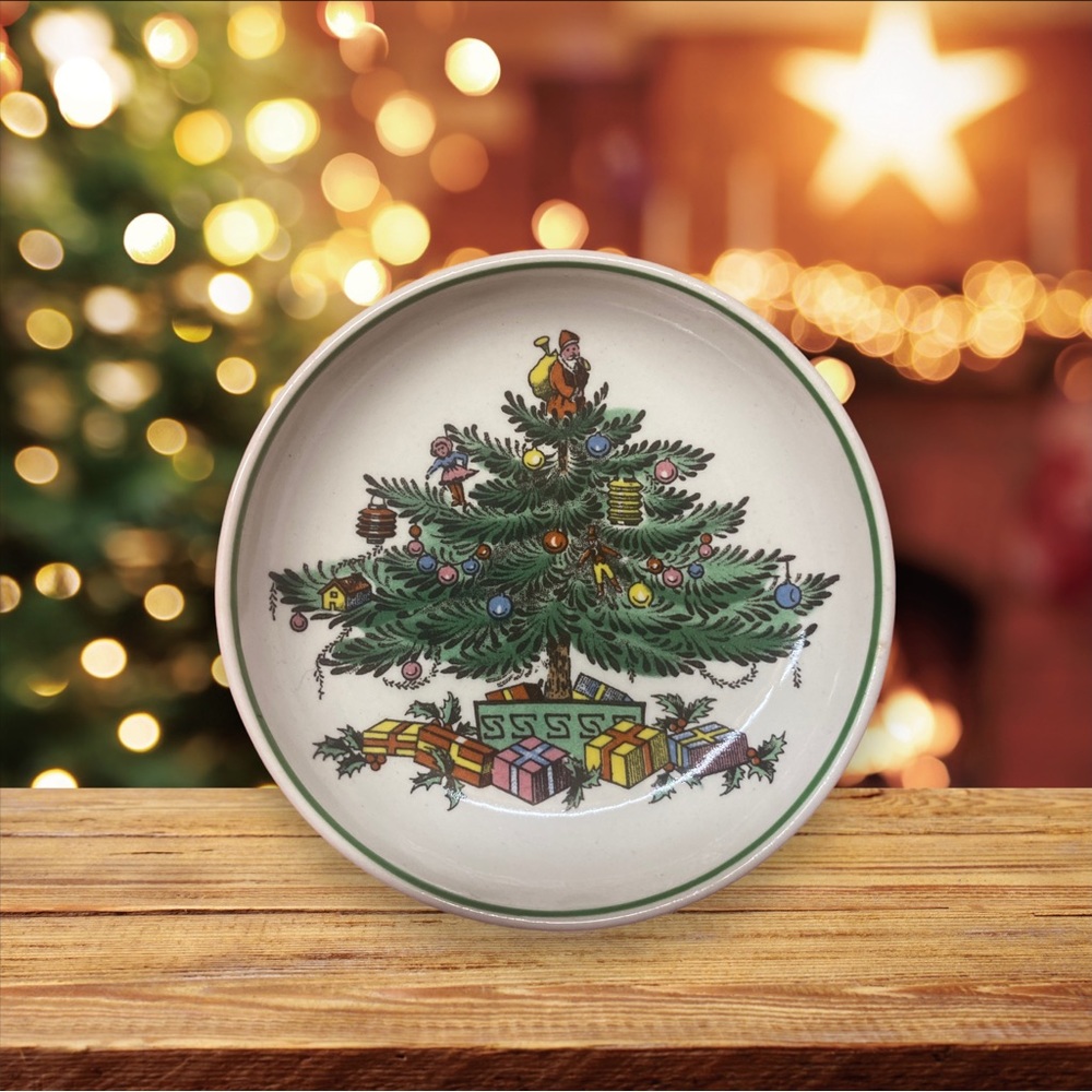 Vintage NOS Spode Christmas Tree Individual Butter /Ashtray (4) Original Box